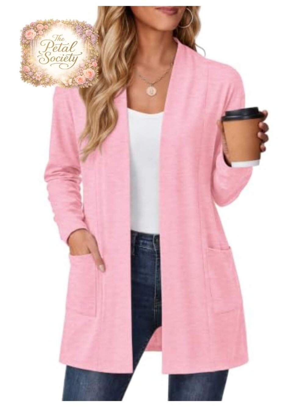 Lightweight Open Front Cardigan Long Sleeve Kimono Sweater with Pockets